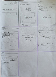 Low-fidelity wireframe sketches exploring alternative layout approaches
